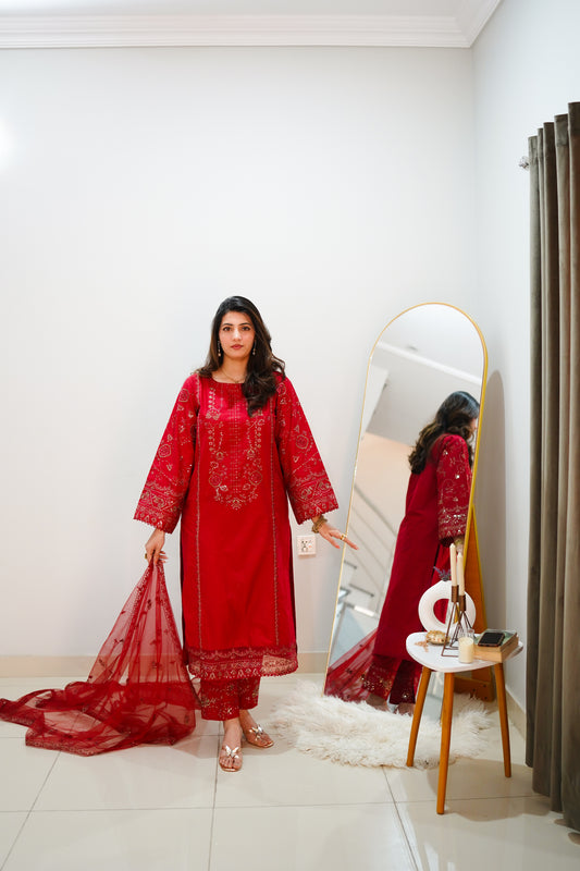 Shehnai - 3 PC Embriordered Dress