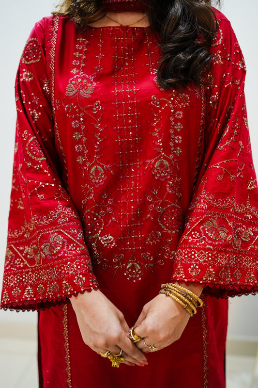 Shehnai - 3 PC Embriordered Dress