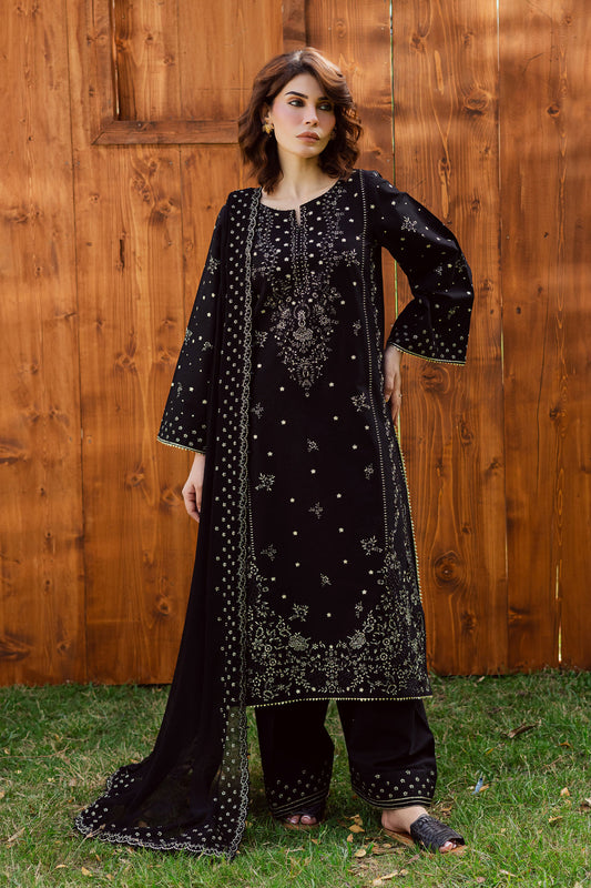 Noor-e-Siyah - 3 PC Embriordered Dress